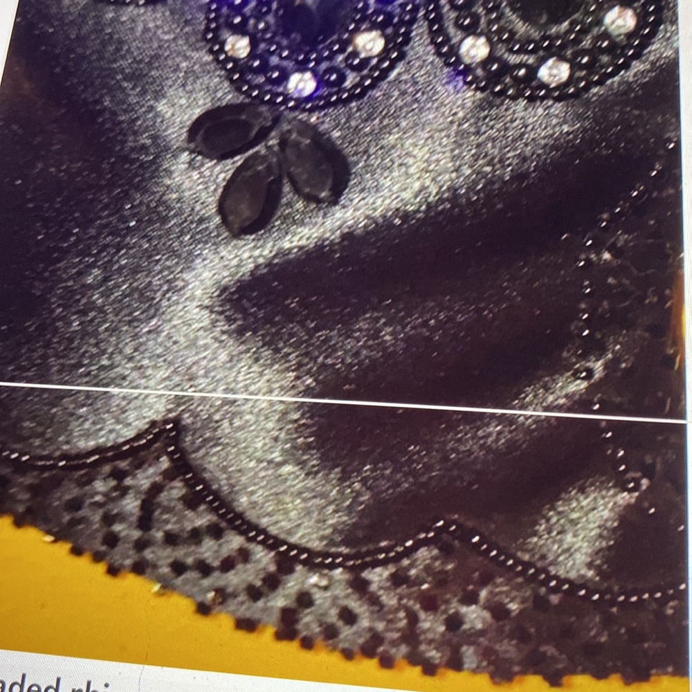 Small beaded rhinestone black satin bag - Picture 4 of 4